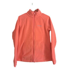 COLUMBIA Fleece Zip Jacket Women's Medium Coral Orange Like New.